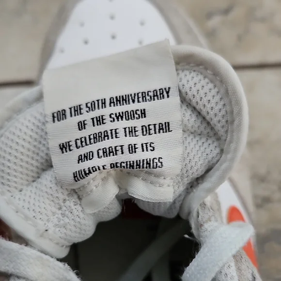 Nike Women's Air Force 1 First Use 50th Anniv. White/Orange Athletic Shoes - Picture 5 of 8